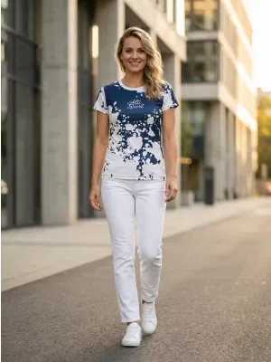 Tricou funcțional premium pentru femei ALTISPORT VOJ/ALW012TR01 ALB/ALBASTRU