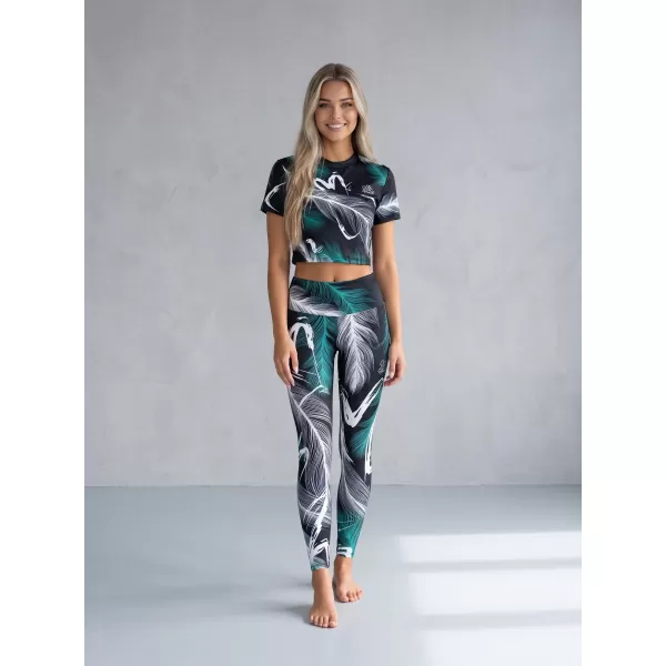  Jambiere lungi premium de damă ALTISPORT VOJ/ALW001LEG01 NEGRU/TURCOAZ 