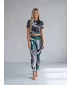 Jambiere lungi premium de damă ALTISPORT VOJ/ALW001LEG01 NEGRU/TURCOAZ