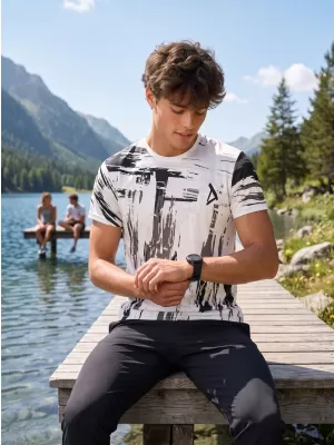 Tricou funcțional premium pentru bărbați ALTISPORT VOJ/ALM010TR01 ALB-NEGRU