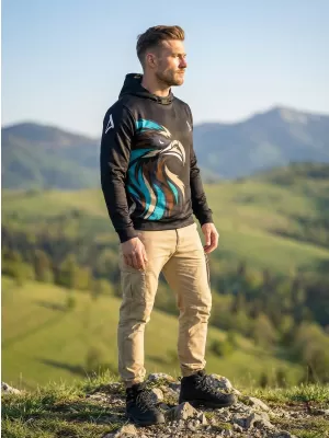 Hanorac funcțional premium pentru bărbați ALTISPORT VOJ/ALM029MI01 NEGRU ȘI ALBASTRU