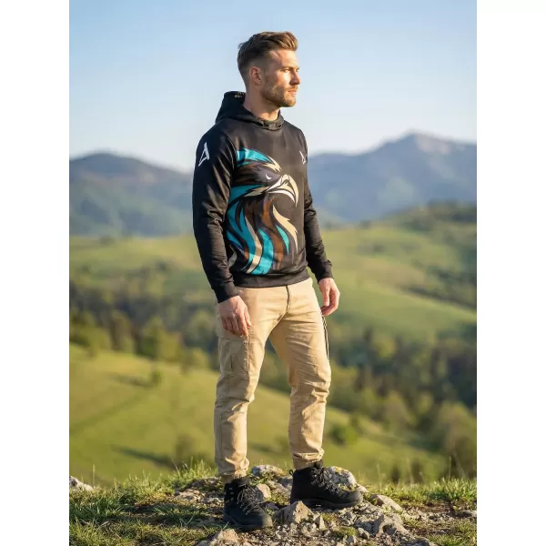  Hanorac funcțional premium pentru bărbați ALTISPORT VOJ/ALM029MI01 NEGRU ȘI ALBASTRU 
