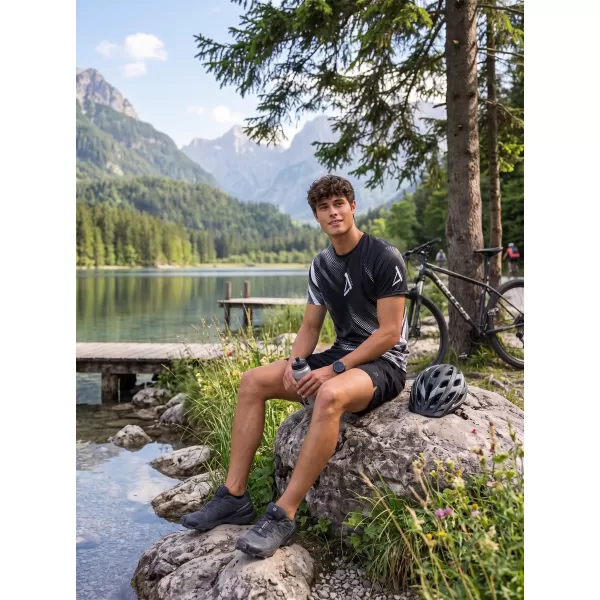  Tricou funcțional premium pentru bărbați ALTISPORT VOJ/ALM028TR01 ALB-NEGRU 