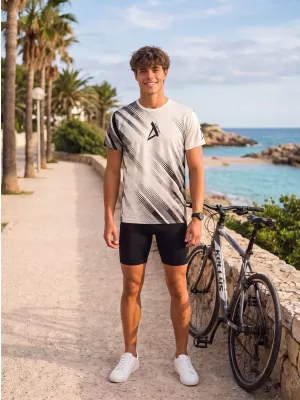 Tricou funcțional premium pentru bărbați ALTISPORT VOJ/ALM028TR01 ALB-NEGRU