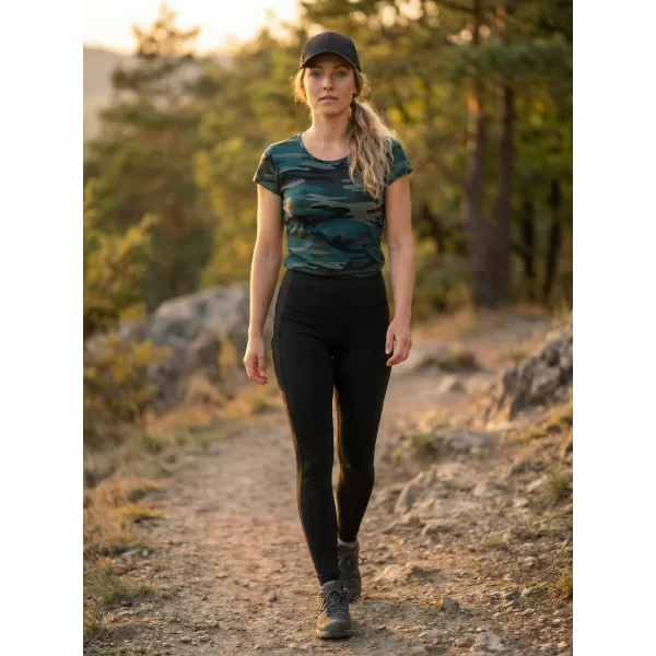  Tricou pentru femei ALTISPORT NoPrint NP/ALW22C CAMUFLAJ/BENZINĂ 