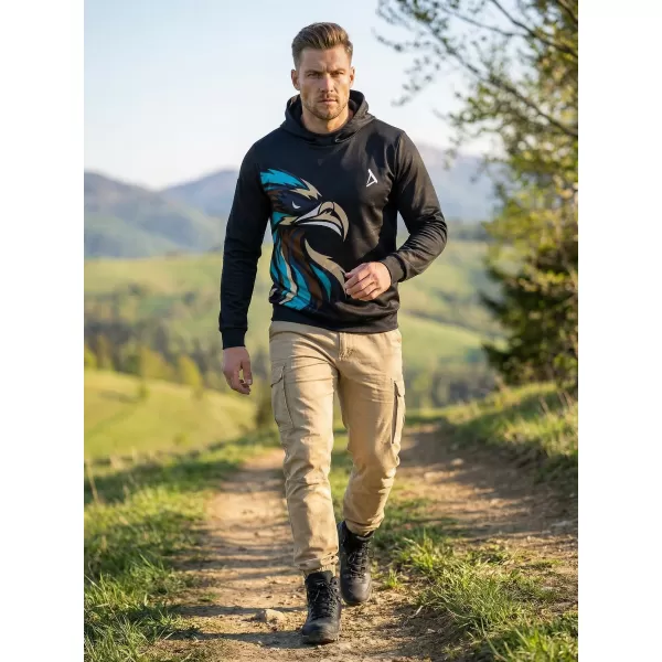  Hanorac funcțional premium pentru bărbați ALTISPORT VOJ/ALM029MI01 NEGRU ȘI ALBASTRU 