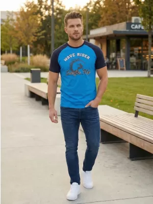 Tricou pentru bărbați SAM 73 ESTEBAN MT 841 ALBASTRU STRĂLUCITOR