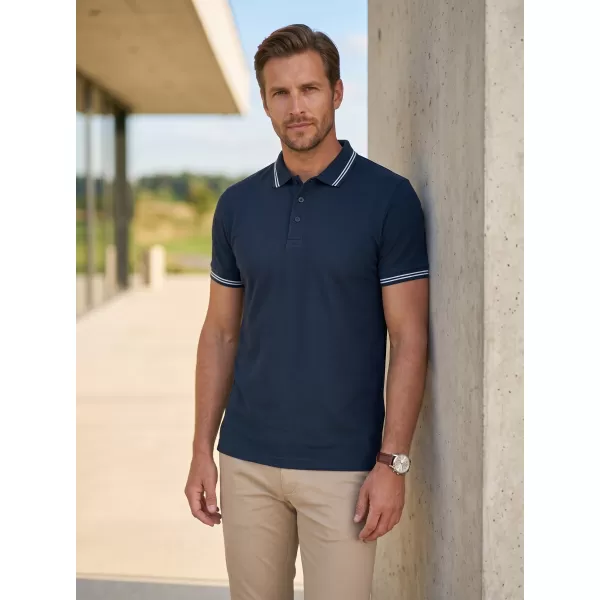  Tricou pentru bărbați cu guler ALTISPORT NoPrint NP/ALM912 ALBASTRU MARIN 