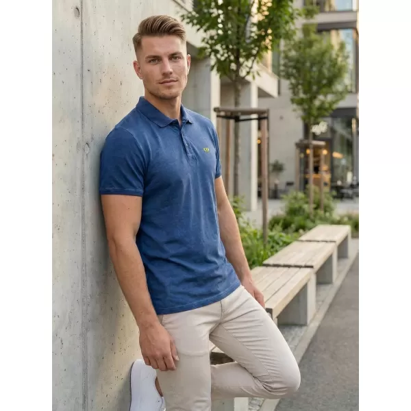  Tricou pentru bărbați KIXMI SPENCER ALBASTRU ÎNCHIS/VERDE 