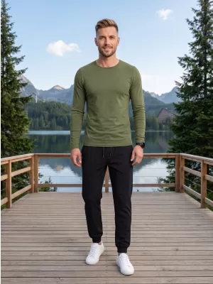 Tricou pentru bărbați cu mâneci lungi ALTISPORT NoPrint NP/ALM911 KAKI