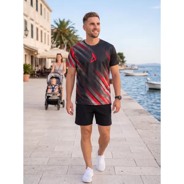 Tricou funcțional premium pentru bărbați ALTISPORT VOJ/ALM028TR01 NEGRU ȘI ROȘU 