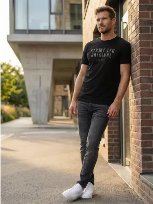 Tricou pentru bărbați KIXMI SALEM NEGRU