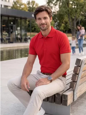 Tricou pentru bărbați cu guler ALTISPORT NoPrint NP/ALM302 ROȘU