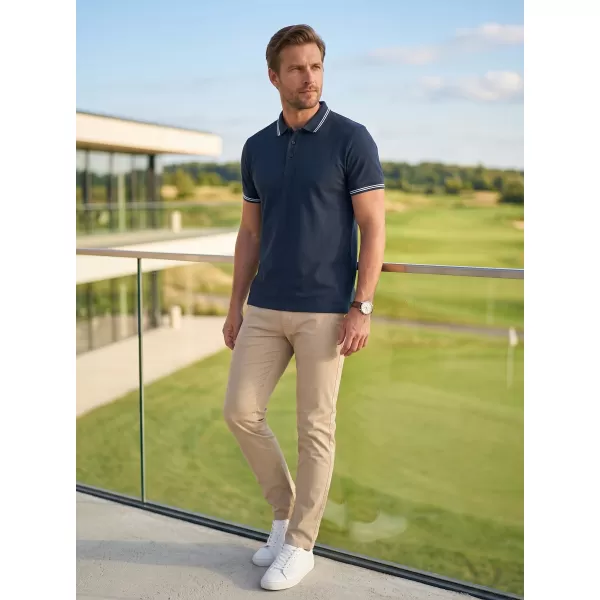  Tricou pentru bărbați cu guler ALTISPORT NoPrint NP/ALM912 ALBASTRU MARIN 