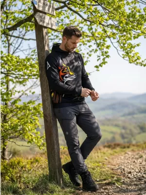 Hanorac funcțional premium pentru bărbați ALTISPORT VOJ/ALM029MI01 NEGRU-PORTOCALIU