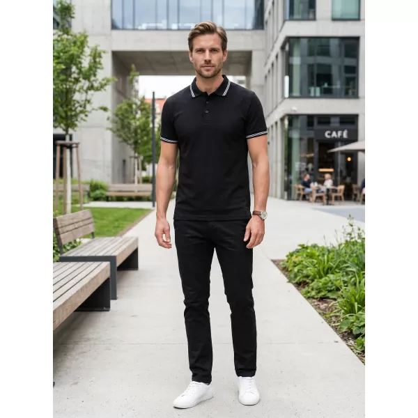  Tricou pentru bărbați cu guler ALTISPORT NoPrint NP/ALM912 NEGRU 