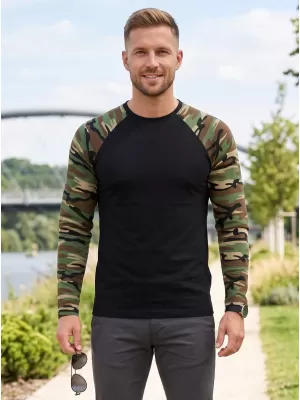 Tricou pentru bărbați cu mâneci lungi ALTISPORT NoPrint NP/ALM661 MARO DE CAMUFLAJ