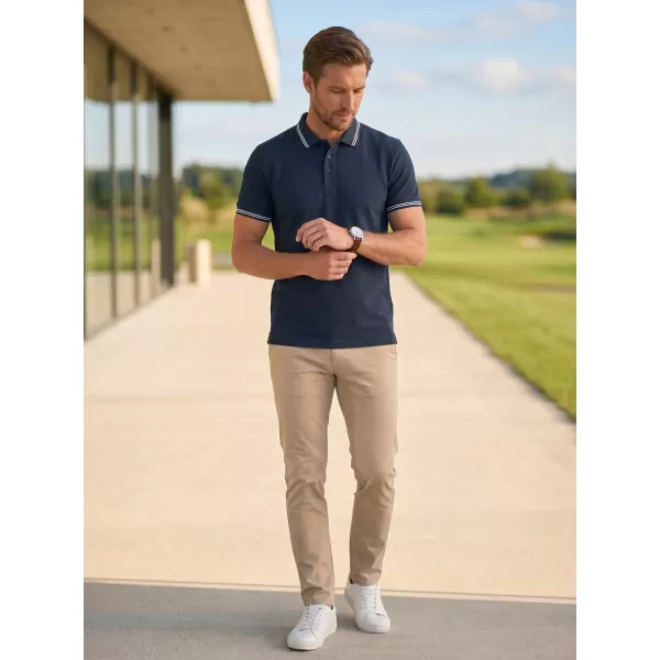  Tricou pentru bărbați cu guler ALTISPORT NoPrint NP/ALM912 ALBASTRU MARIN 