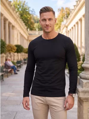 Tricou pentru bărbați cu mâneci lungi ALTISPORT NoPrint NP/ALM911 NEGRU