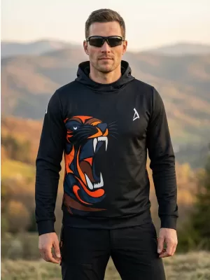 Hanorac funcțional premium pentru bărbați ALTISPORT VOJ/ALM029MI01 NEGRU-PORTOCALIU