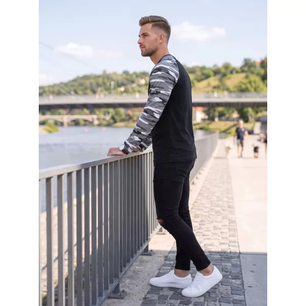  Tricou pentru bărbați cu mâneci lungi ALTISPORT NoPrint NP/ALM661 GRI CAMUFLAJ 