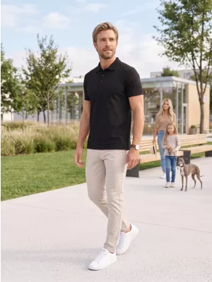 Tricou pentru bărbați cu guler ALTISPORT NoPrint NP/ALM302 NEGRU