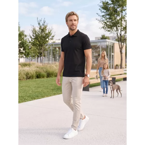  Tricou pentru bărbați cu guler ALTISPORT NoPrint NP/ALM302 NEGRU 
