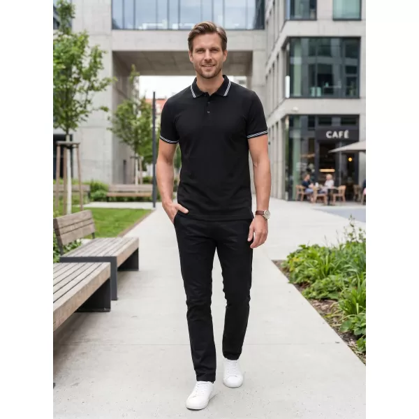  Tricou pentru bărbați cu guler ALTISPORT NoPrint NP/ALM912 NEGRU 