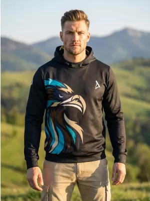 Hanorac funcțional premium pentru bărbați ALTISPORT VOJ/ALM029MI01 NEGRU ȘI ALBASTRU