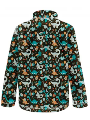 Hanorac fleece pentru copii WAMU DINOSAUŘI MARO-NEGRU