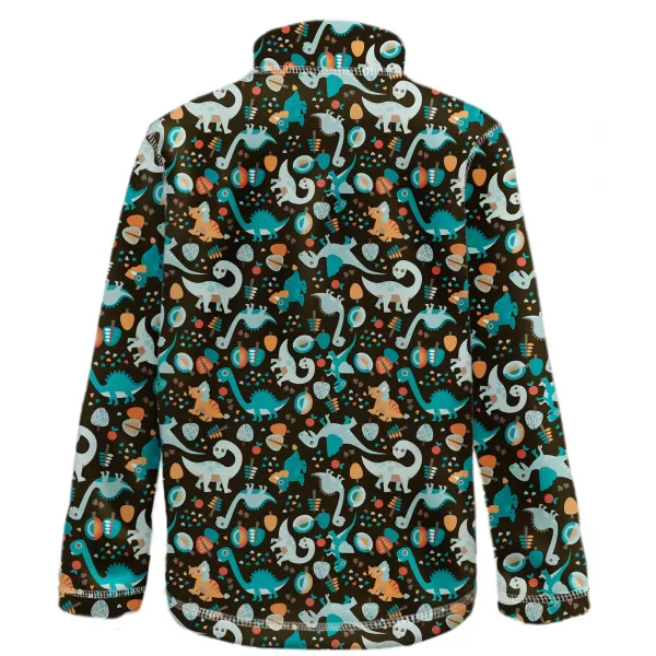  Hanorac fleece pentru copii WAMU DINOSAUŘI MARO-NEGRU 