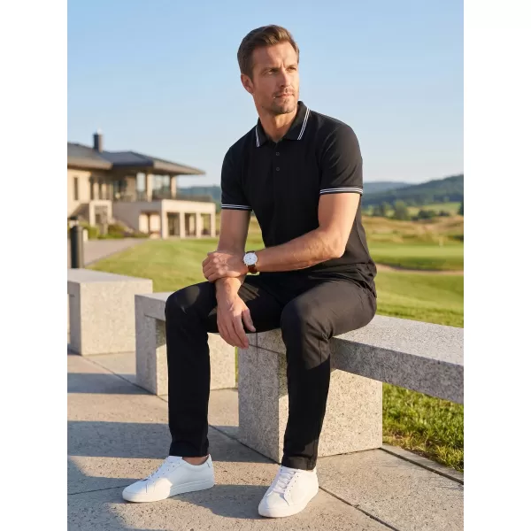  Tricou pentru bărbați cu guler ALTISPORT NoPrint NP/ALM912 NEGRU 