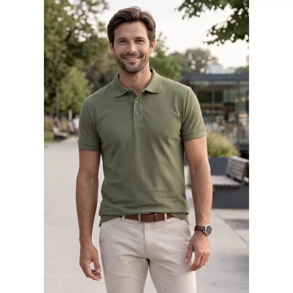 Tricou pentru bărbați cu guler ALTISPORT NoPrint NP/ALM302 KAKI 
