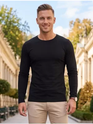 Tricou pentru bărbați cu mâneci lungi ALTISPORT NoPrint NP/ALM911 NEGRU