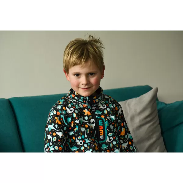  Hanorac fleece pentru copii WAMU DINOSAUŘI MARO-NEGRU 