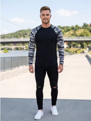 Tricou pentru bărbați cu mâneci lungi ALTISPORT NoPrint NP/ALM661 GRI CAMUFLAJ