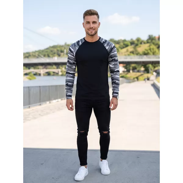  Tricou pentru bărbați cu mâneci lungi ALTISPORT NoPrint NP/ALM661 GRI CAMUFLAJ 