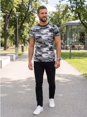 Tricou pentru bărbați ALTISPORT NoPrint NP/ALM441 GRI CAMUFLAJ