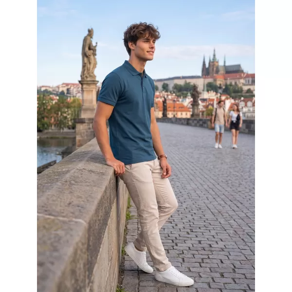  Tricou pentru bărbați cu guler ALTISPORT NoPrint NP/ALM302 ALBASTRU MARIN 