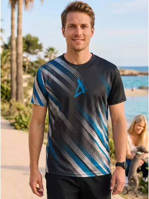 Tricou funcțional premium pentru bărbați ALTISPORT VOJ/ALM028TR01 NEGRU ȘI ALBASTRU