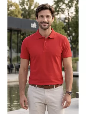 Tricou pentru bărbați cu guler ALTISPORT NoPrint NP/ALM302 ROȘU