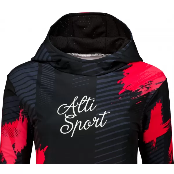  Hanorac funcțional premium pentru femei ALTISPORT VOJ/ALW027MI01 NEGRU/ROSU 