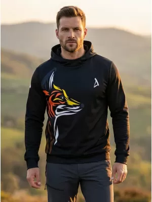 Hanorac funcțional premium pentru bărbați ALTISPORT VOJ/ALM029MI01 NEGRU-PORTOCALIU