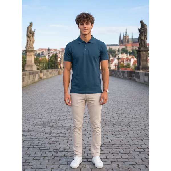  Tricou pentru bărbați cu guler ALTISPORT NoPrint NP/ALM302 ALBASTRU MARIN 