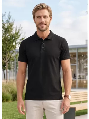 Tricou pentru bărbați cu guler ALTISPORT NoPrint NP/ALM302 NEGRU