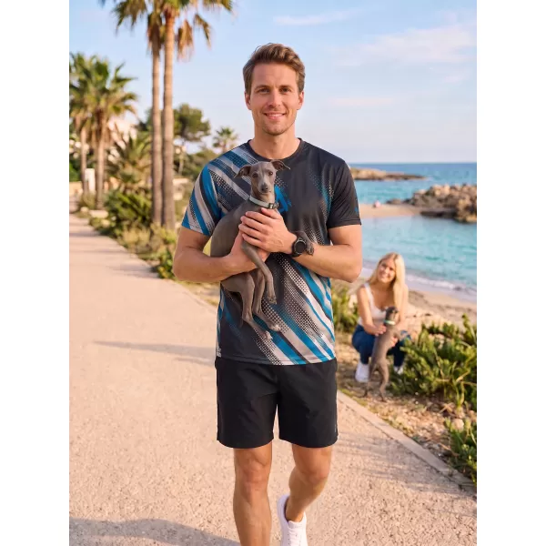  Tricou funcțional premium pentru bărbați ALTISPORT VOJ/ALM028TR01 NEGRU ȘI ALBASTRU 