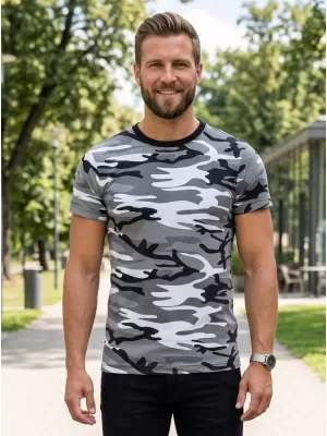 Tricou pentru bărbați ALTISPORT NoPrint NP/ALM441 GRI CAMUFLAJ