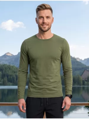 Tricou pentru bărbați cu mâneci lungi ALTISPORT NoPrint NP/ALM911 KAKI