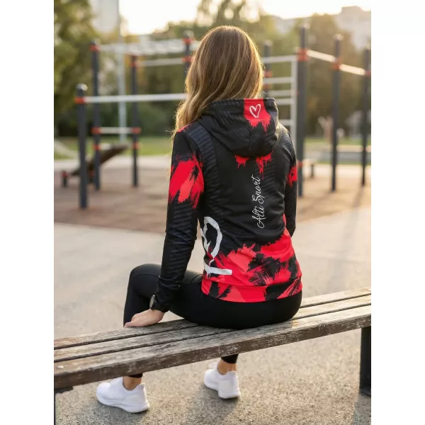  Hanorac funcțional premium pentru femei ALTISPORT VOJ/ALW027MI01 NEGRU/ROSU 