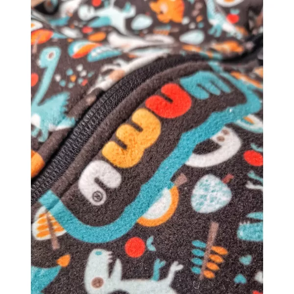  Hanorac fleece pentru copii WAMU DINOSAUŘI MARO-NEGRU 